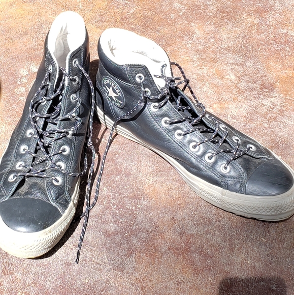 Mens leather converse high tops - Picture 4 of 5